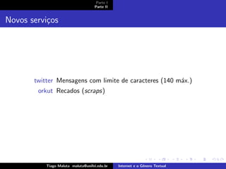 Internet e o Genero Textual