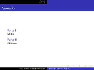 Internet e o Genero Textual