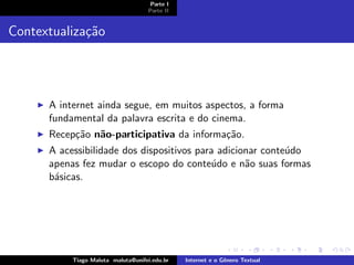 Internet e o Genero Textual