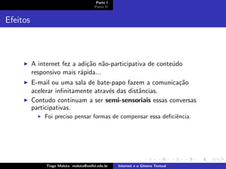 Internet e o Genero Textual