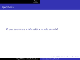 Internet e o Genero Textual