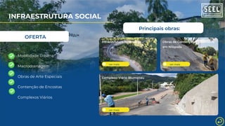 ver mais
ver mais
Infraestrutura Rodoviária
ver mais
Obras de Contenção e urbanismo
em Nilópolis
Complexo Viário Blumenau
ver mais
Principais obras:
Mobilidade Urbana
Macrodrenagem
Obras de Arte Especiais
Contenção de Encostas
Complexos Viários
INFRAESTRUTURA SOCIAL
OFERTA
 