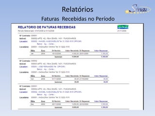 RelatóriosFaturas a Receber no Período