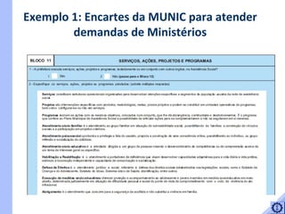 Exemplo 1: Encartes da MUNIC para atender demandas de Ministérios 