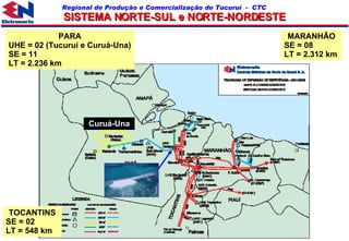 SISTEMA NORTE-SUL e NORTE-NORDESTE Curuá-Una PARA UHE = 02 (Tucuruí e Curuá-Una) SE = 11 LT = 2.236 km MARANHÃO SE = 08 LT = 2.312 km TOCANTINS SE = 02 LT = 548 km 