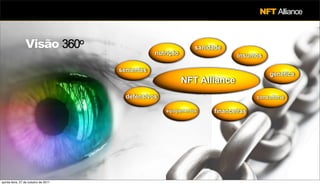 NFT Alliance



                 Visão 360o                                    sanidade
                                                 nutrição                   insumos

                                      sementes
                                                                                        genética
                                                            NFT Alliance
                                       defensivos                                  consultoria

                                                    equipamentos     financeiras




quinta-feira, 27 de outubro de 2011
 
