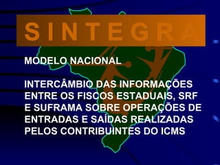 MODELO NACIONAL INTERCÂMBIO DAS INFORMAÇÕES ENTRE OS FISCOS ESTADUAIS, SRF E SUFRAMA SOBRE OPERAÇÕES DE ENTRADAS E SAÍDAS REALIZADAS PELOS CONTRIBUINTES DO ICMS S I N T E G R A 