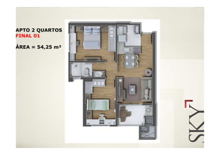 APTO 2 QUARTOS
FINAL 01

ÁREA = 54,25 m²
 