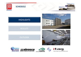 SCHEDULE




                                     Providência USA
  HIGHLIGHTS


   RESULTS


   OUTLOOK
                   Providência USA




               2
 
