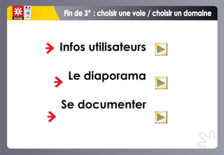 Infos utilisateurs
Le diaporama
Se documenter
 