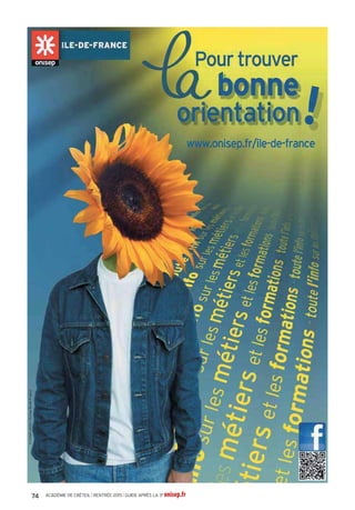 93 LE BLANC-MESNIL
Pb Lycée Jean Moulin
2 avenue Charles De Gaulle
Tél. 01 45 91 93 60
Code : 0932118X
Diplômes préparés
Bac ST2S
Langues vivantes du tronc
commun
- Anglais, Espagnol
Enseignements
d'exploration en 2de
- Biotechnologies
- Principes fondamentaux de
l'économie et de la gestion
- Santé et social
- Sciences économiques et sociales
Sections particulières
- Unité localisée pour l'inclusion scolaire
: troubles des fonctions cognitives ou
mentales (dont les troubles du langage
écrit et de la parole)
93 LE BLANC-MESNIL
Pb Lycée Wolfgang Amadeus
Mozart
10 avenue Charles de Gaulle
Tél. 01 49 39 07 75
www.lyceemozart.fr/lcs
Code : 0932034F
Diplômes préparés
Bac ES
Bac L
Bac S : SI, SVT
Bac STMG spécialités : gestion et
finance, mercatique (marketing),
ressources humaines et communication
Langues vivantes du tronc
commun
- Anglais,Allemand, Espagnol
Enseignements
d'exploration en 2de
- LV3 : Italien
- Langues et cultures de l'Antiquité :
Latin
- Création et activités artistiques :
Arts du son
- Littérature et société
- Méthodes et pratiques
scientifiques
- Principes fondamentaux de
l'économie et de la gestion
- Sciences de l'ingénieur
- Sciences économiques et sociales
- Sciences et laboratoire
Enseignements facultatifs
- Arts : Musique
- Éducation physique et sportive
93 LE BOURGET
Pb Lycée du Bourget
48 bis rue Anizan Cavaillon
Tél. 0143 11 26 10
Code : 0932577W
Diplôme préparé
Langues vivantes du tronc
commun
- Anglais,Allemand, Espagnol
Enseignements
d'exploration en 2de
- Création et activités artistiques :
Arts visuels
- Littérature et société
- Méthodes et pratiques
scientifiques
- Principes fondamentaux de
l'économie et de la gestion
- Sciences économiques et sociales
93 LE RAINCY
Pb Lycée Albert Schweitzer
11 allée Valère Lefebvre
Tél. 01 41 53 11 50
www.ac-creteil.fr/Lycees/93/
schweitzerleraincy
Code : 0930830X
Internat garçons-filles
Diplômes préparés
Abibac
Bac ES
Bac L
Bac S : SVT
Bac STMG spécialités : gestion et
finance, mercatique (marketing),
ressources humaines et
communication
Langues vivantes du tronc
commun
- Anglais,Allemand, Espagnol,
Italien
Enseignements
d'exploration en 2de
- LV3 : Portugais
- Langues et cultures de l'Antiquité :
Grec, Latin
- Création et activités artistiques
: Arts du son,Arts visuels,
Patrimoines
- Littérature et société
- Principes fondamentaux de
l'économie et de la gestion
- Sciences économiques et sociales
- Sciences et laboratoire
Enseignements facultatifs
- Arts : Arts plastiques, Musique
Sections particulières
- Section Abibac (vers les bacs ES,
L, S et l'Abitur)
- Section européenne : Allemand,
Anglais (en liaison avec les bacs
ES, L et S)
93 LE RAINCY
Pb Lycée René Cassin
16 allée des Bosquets
Tél. 01 43 01 30 30
ww3.ac-creteil.fr/Lycees/93/
renecassinleraincy
Code : 0932222K
Diplôme préparé
Bac STI2D spécialités : énergies
et environnement, systèmes
d'information et numérique
Langues vivantes du tronc
commun
- Anglais,Allemand, Espagnol
Enseignements
d'exploration en 2de
- Création et innovation
technologiques
- Méthodes et pratiques
scientifiques
- Principes fondamentaux de
l'économie et de la gestion
- Sciences de l'ingénieur
- Sciences économiques et sociales
- Sciences et laboratoire
93 LES LILAS
Pb Lycée Paul Robert
2 rue du Château
Tél. 01 48 10 88 88
www.lyceepaulrobert.fr
Code : 0932073Y
Diplômes préparés
Bac ES
Bac L
Bac S : SVT
Bac STMG spécialités : gestion et
finance, mercatique (marketing)
Langues vivantes du tronc
commun
- Anglais, Allemand, Espagnol
Enseignements
d'exploration en 2de
- LV3 : Italien
- Langues et cultures de l'Antiquité :
Grec, Latin
- Littérature et société
- Méthodes et pratiques
scientifiques
- Principes fondamentaux de
l'économie et de la gestion
- Sciences économiques et sociales
Enseignement facultatif
- Arts : Musique
93 LIVRY-GARGAN
Pb Lycée André Boulloche
18 boulevard Gutenberg
Tél. 01 56 46 90 00
www.lyceeboulloche.org/spip/
Code : 0931585T
Diplômes préparés
Bac ES
Bac L
Bac S : SVT
Bac STMG spécialités : mercatique
(marketing), ressources humaines
et communication
Langues vivantes du tronc
commun
- Anglais, Allemand, Espagnol,
Italien
Enseignements
d'exploration en 2de
- LV3 : Italien
- Langues et cultures de l'Antiquité :
Grec, Latin
- Littérature et société
- Méthodes et pratiques
scientifiques
- Principes fondamentaux de
l'économie et de la gestion
- Sciences économiques et sociales
- Sciences et laboratoire
Enseignements facultatifs
- Arts : Arts plastiques, Musique
93 LIVRY-GARGAN
Pb Lycée Henri Sellier
73 avenue Colonel Fabien
Tél. 01 41 70 71 50
www.lycee-henri-sellier.fr/
Code : 0932120Z
Diplômes préparés
Bac STMG spécialités :
gestion et finance, mercatique
(marketing), ressources humaines
et communication, systèmes
d'information de gestion
Bac ST2S
Langues vivantes du tronc
commun
- Anglais, Espagnol
Enseignements
d'exploration en 2de
- Biotechnologies
- Principes fondamentaux de
l'économie et de la gestion
- Santé et social
- Sciences économiques et sociales
Section particulière
- Unité pédagogique pour élèves
allophones arrivants
93 MONTREUIL
Pb Lycée Condorcet
Lycée des métiers du traitement de
surface des matériaux ; Lycée des
métiers de la maintenance et de
l'après-vente automobile
31 rue Désiré Chevalier
Tél. 01 48 57 50 63
www.condorcet93.ac-creteil.fr
Code : 0930122C
Diplômes préparés
Bac L
Bac S : SI, SVT
Bac STI2D spécialités : innovation
technologique et éco-conception,
systèmes d'information et
numérique
Langues vivantes du tronc
commun
- Anglais, Allemand, Espagnol
Enseignements
d'exploration en 2de
- Création et innovation
technologiques
- Littérature et société
- Méthodes et pratiques
scientifiques
- Principes fondamentaux de
l'économie et de la gestion
- Sciences de l'ingénieur
- Sciences économiques et sociales
- Sciences et laboratoire
Enseignement facultatif
- Éducation physique et sportive
93 MONTREUIL
Pb Lycée Eugénie Cotton
58 avenue Faidherbe
Tél. 01 48 58 79 97
www.lyceecotton.net
Code : 0932116V
Diplôme préparé
Bac STD2A
Langues vivantes du tronc
commun
- Anglais, Allemand, Espagnol
Enseignements
d'exploration en 2de
- Création et culture-design
93 MONTREUIL
Pb Lycée Jean Jaurès
1 rue Dombasle
Tél. 01 42 87 49 84
www.lyceejaures.levillage.org
Code : 0930121B
Diplômes préparés
Bac ES
Bac L
Bac S : SVT
Bac STMG spécialités :
gestion et finance, mercatique
(marketing), ressources humaines
et communication, systèmes
d'information de gestion
Bac ST2S
ACADÉMIE DE CRÉTEIL l RENTRÉE 2015 l GUIDE APRÈS LA 3e onisep.fr50
 