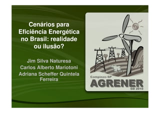 Cenários para
Eficiência Energética
 no Brasil: realidade
      ou ilusão?

   Jim Silva Naturesa
Carlos Alberto Mariotoni
Adriana Scheffer Quintela
        Ferreira
 