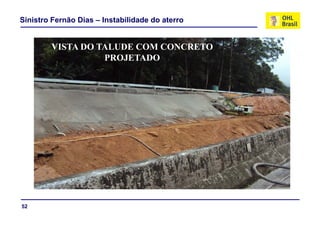 Sinistro Fernão Dias – Instabilidade do aterro


        VISTA DO TALUDE COM CONCRETO
                  PROJETADO




52
 