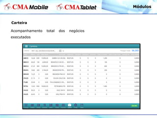 Carteira
Acompanhamento total dos negócios
executados
MódulosMódulos
 