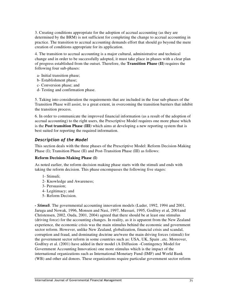 A Prescriptive Model Of The Transition To Accrual Accounting - 