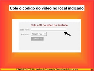 Cole o código do vídeo no local indicado 