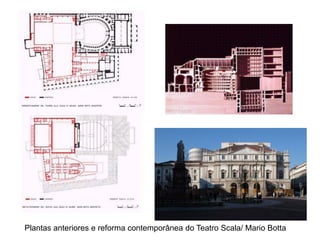 Plantas anteriores e reforma contemporânea do Teatro Scala/ Mario Botta
 