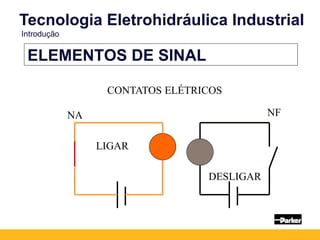 ELEMENTOS DE SINAL
NA NF
LIGAR
DESLIGAR
CONTATOS ELÉTRICOS
Tecnologia Eletrohidráulica Industrial
Introdução
 