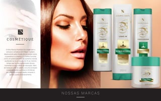 N O S S A S M A R C A S
A linha Absolut Nutrition foi criada com o
exclusivo complexo Q+C Repair System,
desenvolvido pela infusão de nutrientes como
a queratina e a creatina. A creatina funciona
como um potencializador da queratina natural,
auxiliando na reconstrução do fio ao mesmo
tempo que facilita a penetração desses
nutrientes e evita o efeito de saturação. Além
de restaurar o fio do cabelo, cria uma proteção
contra agressões químicas e climáticas
recuperando a massa capilar, evitando a
quebra, queda e ressecamento.
 