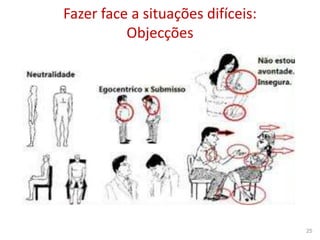 Fazer face a situações difíceis:
Objecções
25
 