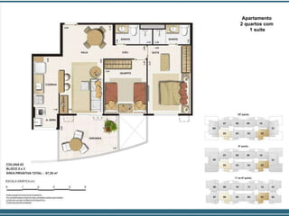 Apartamento  2 quartos com  1 suíte 
