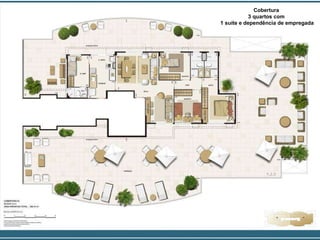 Cobertura  3 quartos com  1 suíte e dependência de empregada 