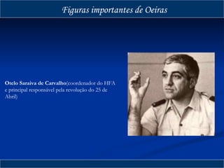 Otelo Saraiva de Carvalho (coordenador do HFA e principal responsável pela revolução do 25 de Abril) Figuras importantes de Oeiras 