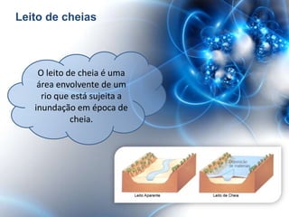 Leito de cheias



    O leito de cheia é uma
    área envolvente de um
     rio que está sujeita a
   inundação em época de
             cheia.
 