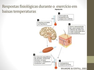 Respostas fisiológicas durante o exercício em
baixas temperaturas

WILMORE & COSTILL, 2001

 