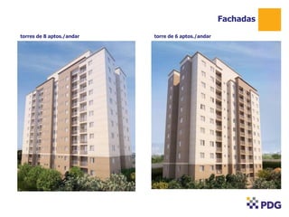 Fachadas
torres de 8 aptos./andar

torre de 6 aptos./andar

 