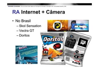 RA Internet + Câmera
• No Brasil
  – Skol Sensation
  – Vectra GT
  – Doritos
 