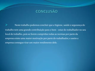 Incapacidade Total Permanente que é a perda total em carácter permanente, da capacidade de trabalho. SEGURANÇA NO TRABALHOPrevenção de Incidentes:Prevenção de RoubosUma organização tem sistema de vigilância com características próprias.Este plano (vigilância) inclui:-Controlo de entrada e saída de pessoal.-Controlo de entrada e saída de veículos.-Estacionamento fora de área da fábrica.-Ronda pelos terrenos da fábrica e pelo interior de fábrica.-Registo de máquinas, equipamentos e ferramentas.- Controlos contáveis.Prevenção de IncêndiosPara a prevenção de incêndios é necessário que haja um conjunto de extintores adequados dimensionalmente do reservatório de água, sistema de detenção e alarme, como também formação de pessoal. Isto traduz-se em pontos-chave.