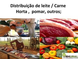 Distribuição de leite / Carne  Horta ,  pomar, outros; 