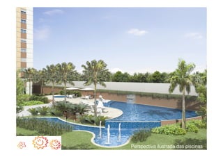 Perspectiva ilustrada das piscinas
 