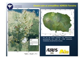 Ensaio	
  com	
  as	
  armadilhas	
  ADRESS-­‐Terceira	
  
44 ha de área tratada nos Biscoitos,
perfazendo um total de 1.056 estações
instaladas anualmente (5 anos)
UNIVERSIDADE
DOS AÇORES
 