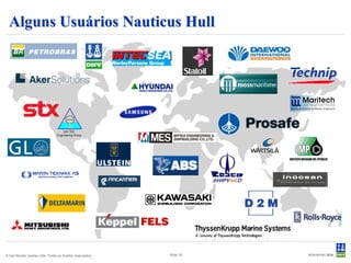 Alguns Usuários Nauticus Hull




                                      SIX TEE
                                 Engineering Group




© Det Norske Veritas Ltda. Todos os direitos reservados.   Slide 18
 