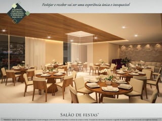 *Mobiliário, objetos de decoração e equipamentos a serem entregues conforme memorial descritivo e contrato de compra e venda. A locação dos elementos estruturais e sugestão de layout podem variar de acordo com exigências técnicas.
 