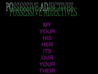 POSSESSIVE ADJECTIVES MY YOUR HIS HER ITS OUR YOUR THEIR 