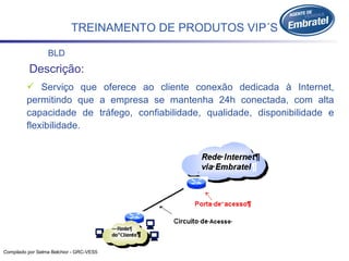 BLD   Descrição: Serviço que oferece ao cliente conexão dedicada à Internet, permitindo que a empresa se mantenha 24h conectada, com alta capacidade de tráfego, confiabilidade, qualidade, disponibilidade e flexibilidade. 