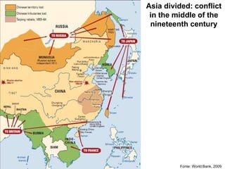 Asia divided: conflict
in the middle of the
nineteenth century
Fonte: World Bank, 2009
 