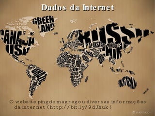 Dados da Internet O website pingdom agregou diversas informações da internet (  http://bit.ly/9dJhuk  ) 