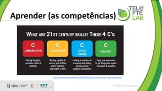 Aprender (as competências)
ftelab.ie.ulisboa.pt
http://projects.upei.ca/ed626-2015/2015/07/24/4-cs-21st-century-skill-for-success/
 
