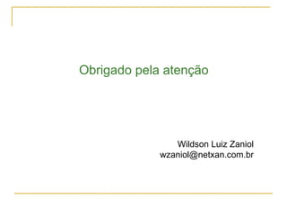 Obrigado pela atenção




                Wildson Luiz Zaniol
             wzaniol@netxan.com.br
 