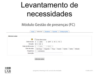 Levantamento de
 necessidades
 
