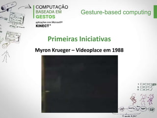 Gesture-based computing

Primeiras Iniciativas
Myron Krueger – Videoplace em 1988

 