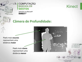 Kinect

Câmera de Profundidade:

Pixels mais escuros
representam uma
distância maior
Pixels mais claros
representam uma
distância menor

 