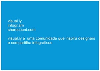 visual.ly
infogr.am
sharecount.com

visual.ly é uma comunidade que inspira designers
e compartilha infograficos
 
