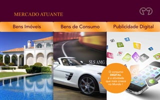 Bens Imóveis Bens de Consumo Publicidade Digital
O consumo
DIGITAL
é a atividade
que mais cresce
no Mundo !
MERCADO ATUANTE
 