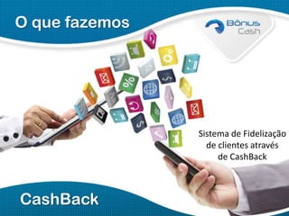 O que fazemos

Sistema de Fidelização
de clientes através
de CashBack

CashBack

 
