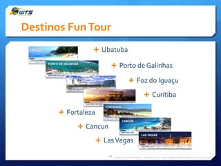 Destinos Fun Tour
 Ubatuba
 Porto de Galinhas
 Foz do Iguaçu
 Curitiba
 Fortaleza
 Cancun
 Las Vegas
14

Imagens meramente ilustrativas – aéreo não incluso – sujeito à disponibilidade e regras no momento da compra

 